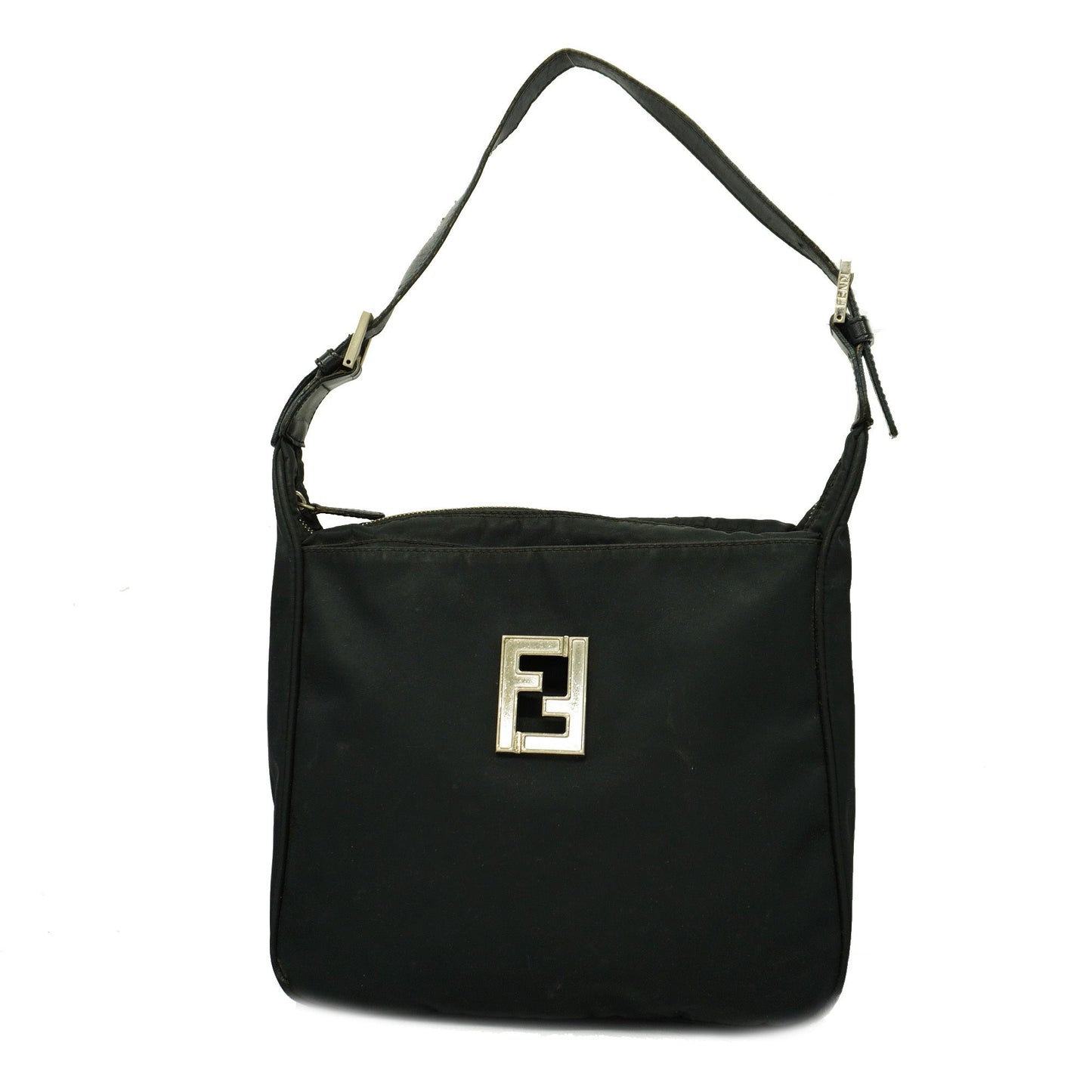 FENDIAuth FF Logo Women's Nylon Shoulder Bag Black