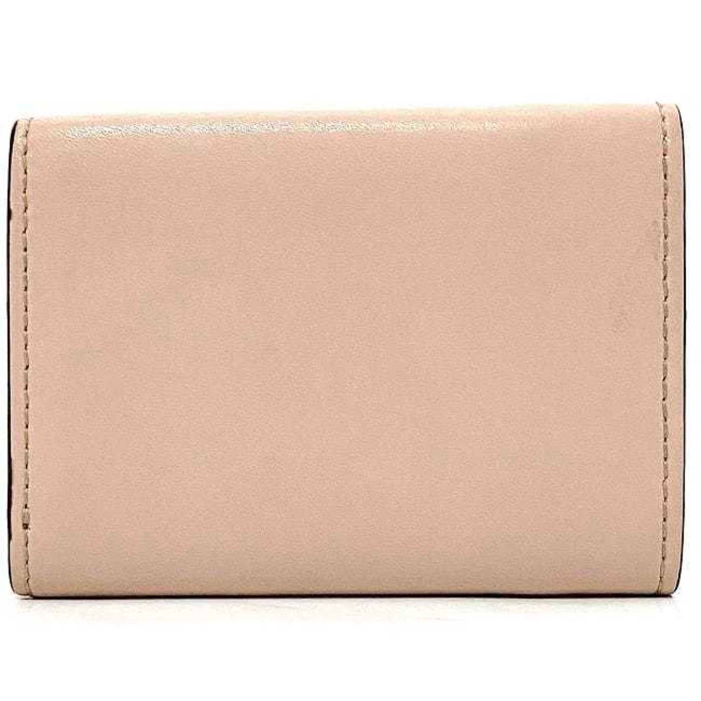 FENDI Trifold Wallet Pink Beige Gold Fizu 8M0395 Leather GP Circle Women's