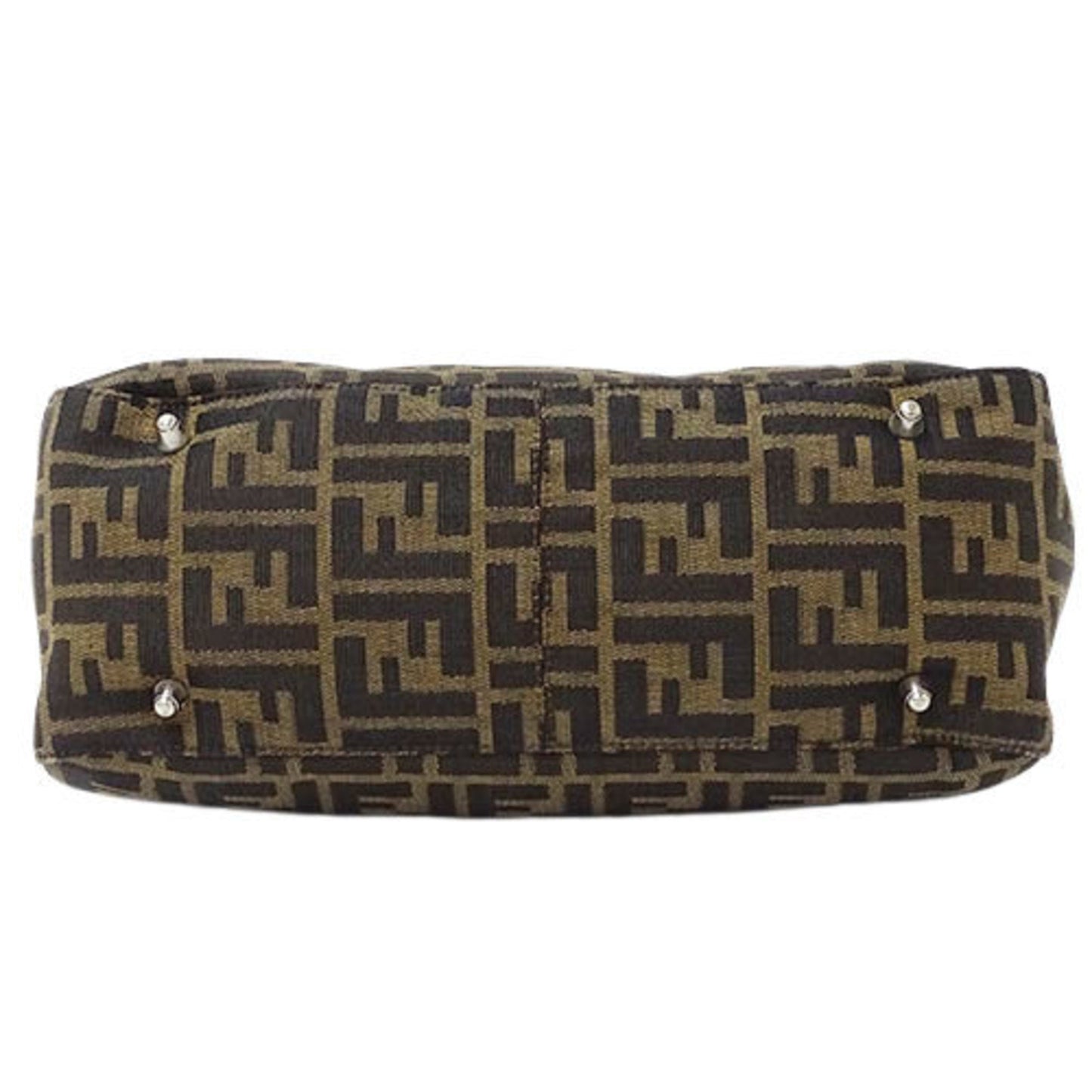 FENDI Bag Ladies Handbag Zucca Canvas Brown Khaki 26329 Compact