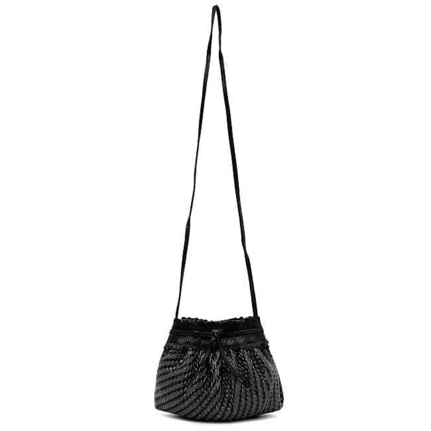 FENDI shoulder bag black gray leather pochette ladies