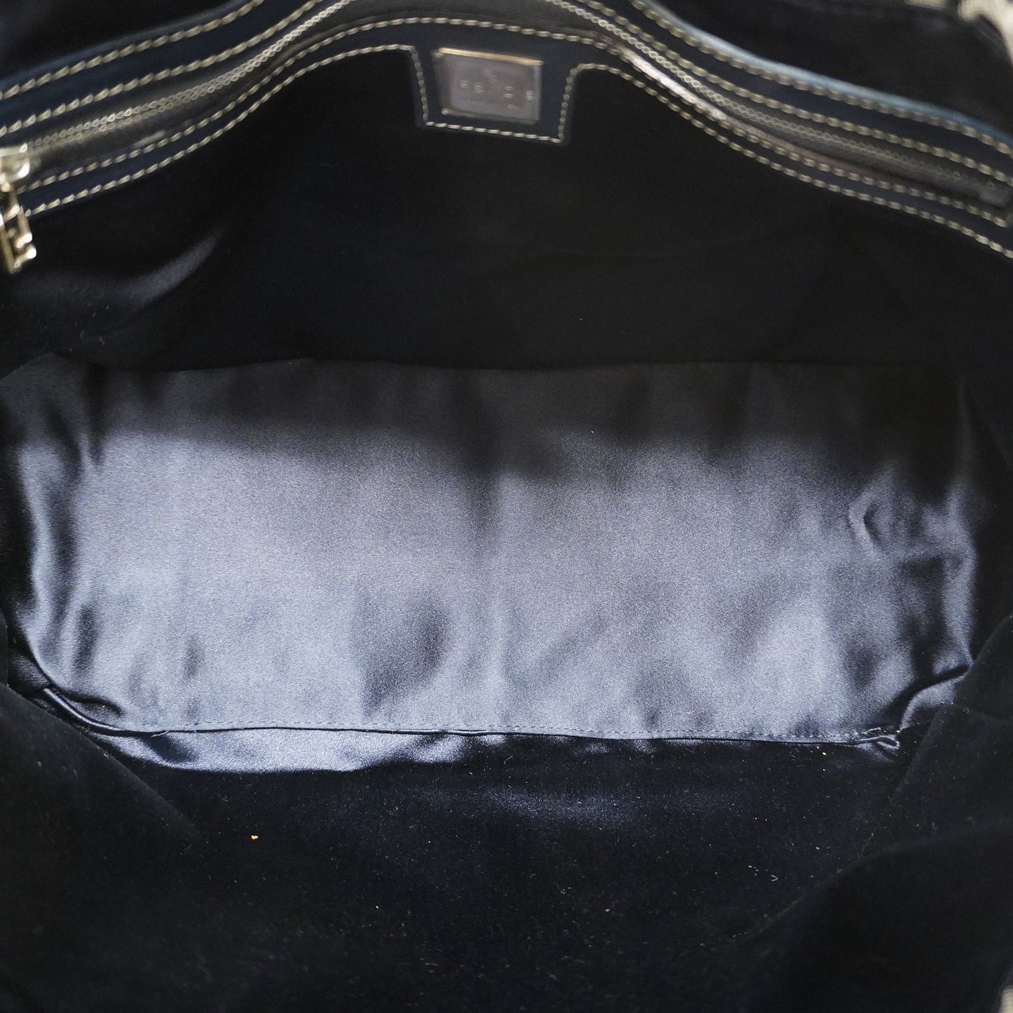 FENDIAuth Zucchino Handbag Women's Canvas Navy
