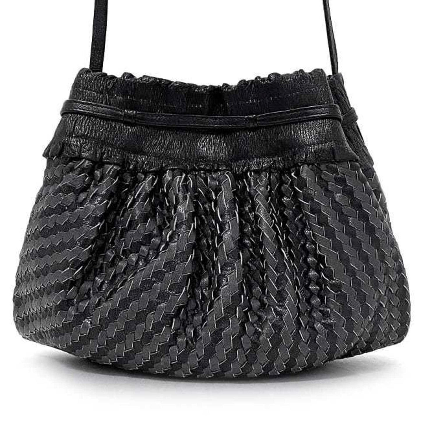 FENDI shoulder bag black gray leather pochette ladies
