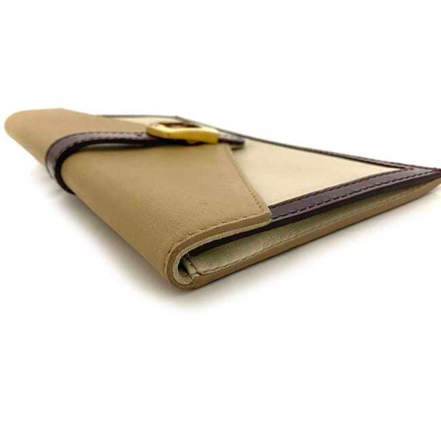 FENDI Bifold Long Wallet White Beige Wine Red Chameleon 8M0283 Patent Leather Flap Clutch Bag Belt Women's