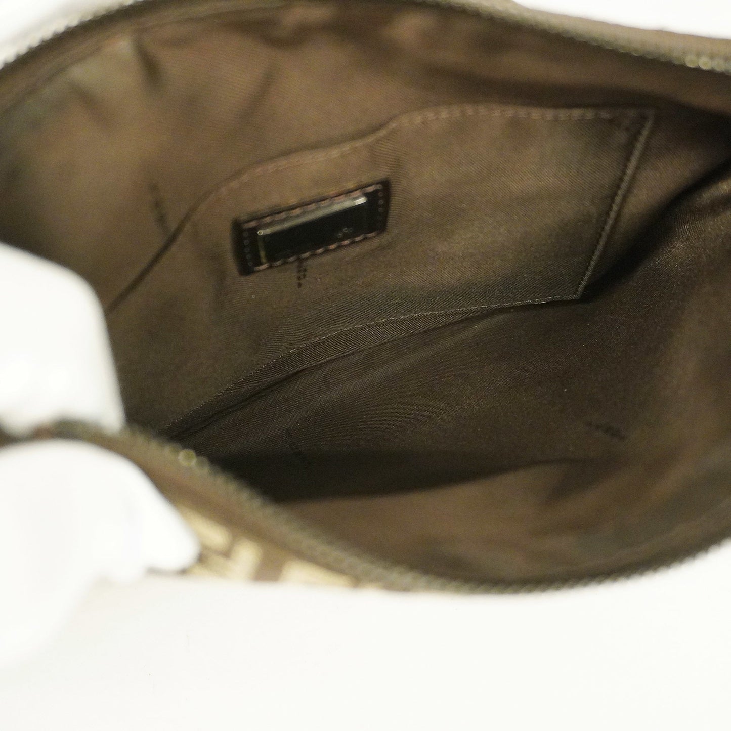 FENDIAuth Zucchino Shoulder Bag Women's Nylon Canvas Brown
