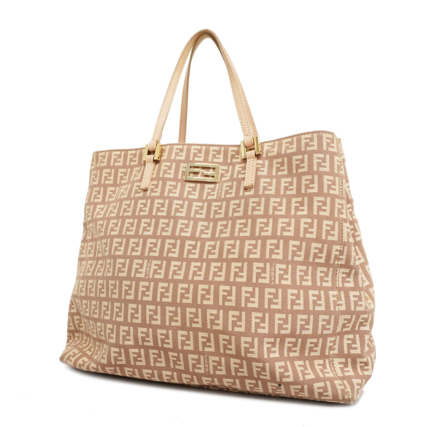FENDIAuth Zucchino Handbag Women's Canvas,Leather Light Pink