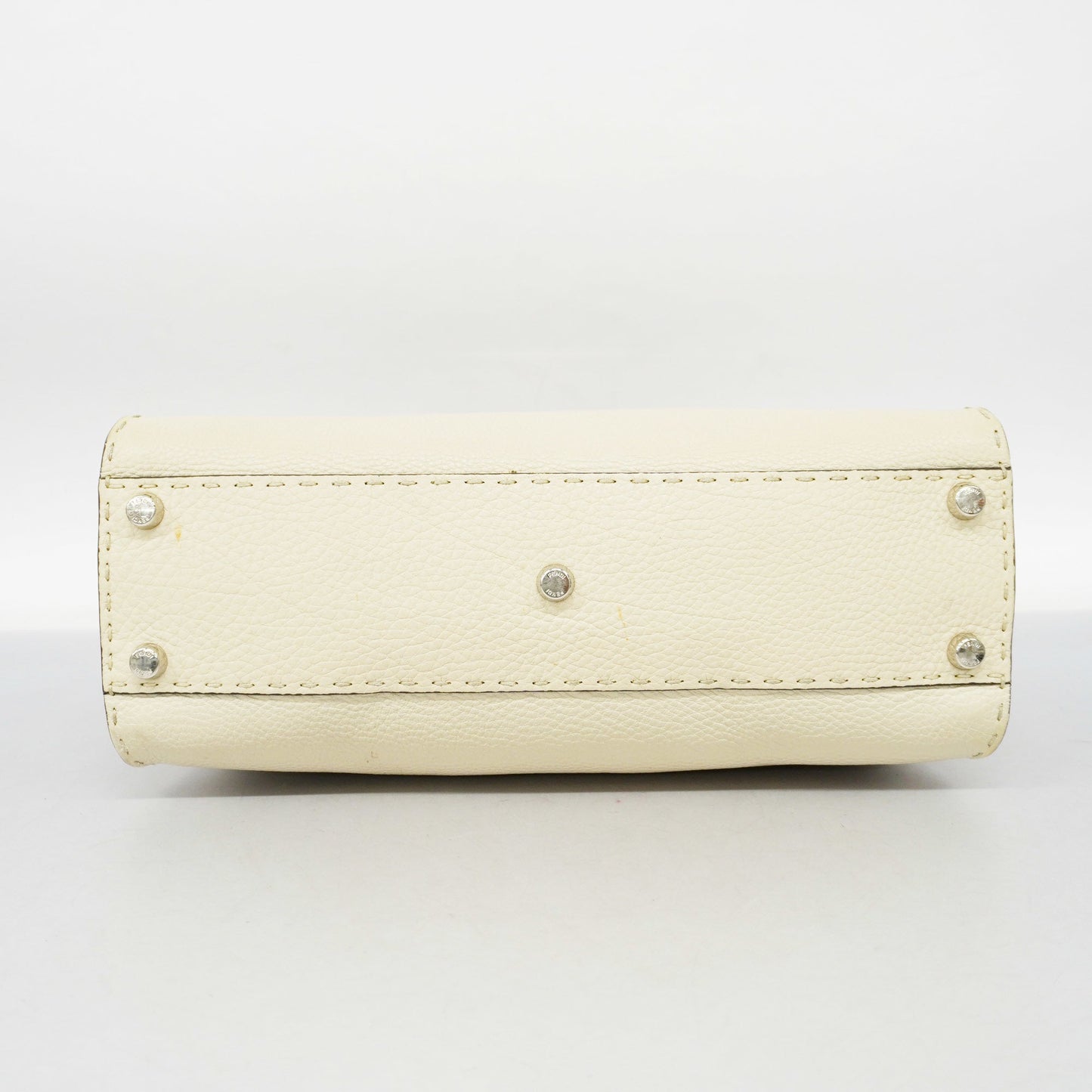 FENDIAuth Peekaboo 2way Bag Selleria Leather Handbag,Shoulder Bag Gray,Ivory