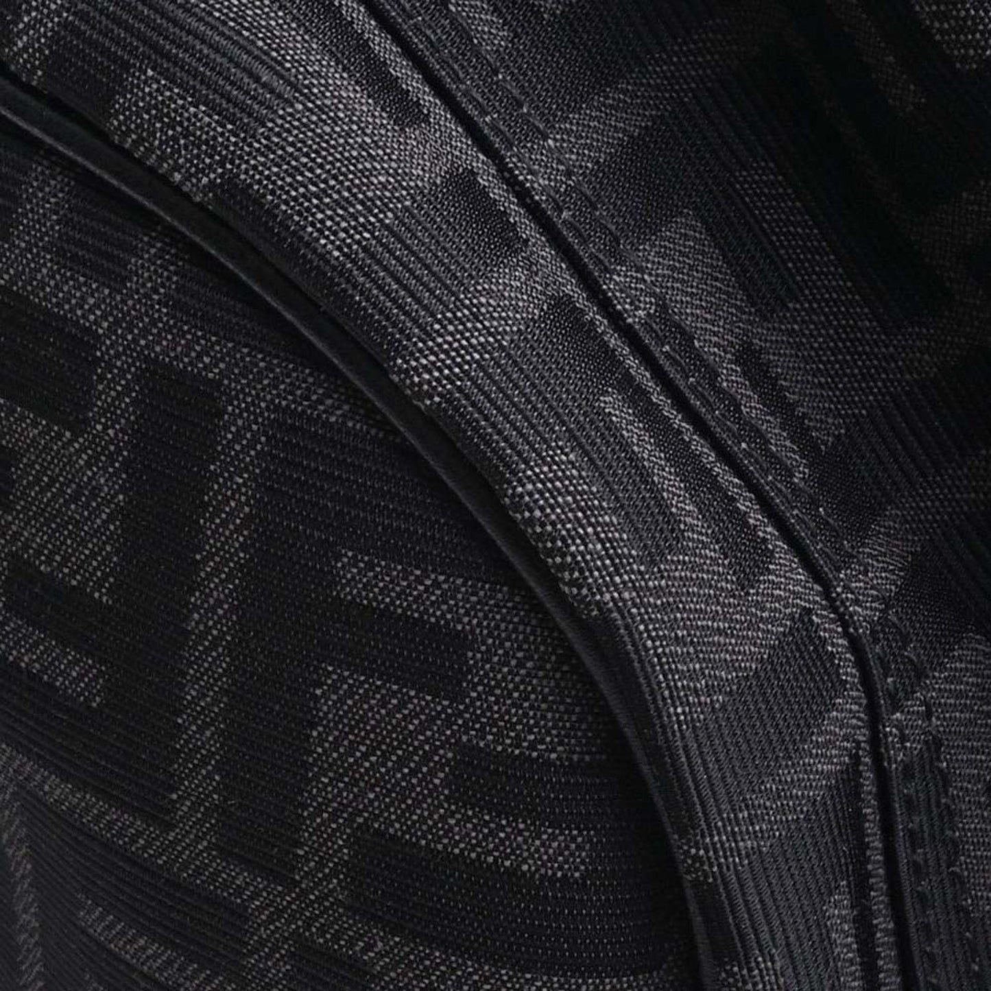 FENDI Polyamide Leather Zucca Pattern Rucksack Handbag Black Men's