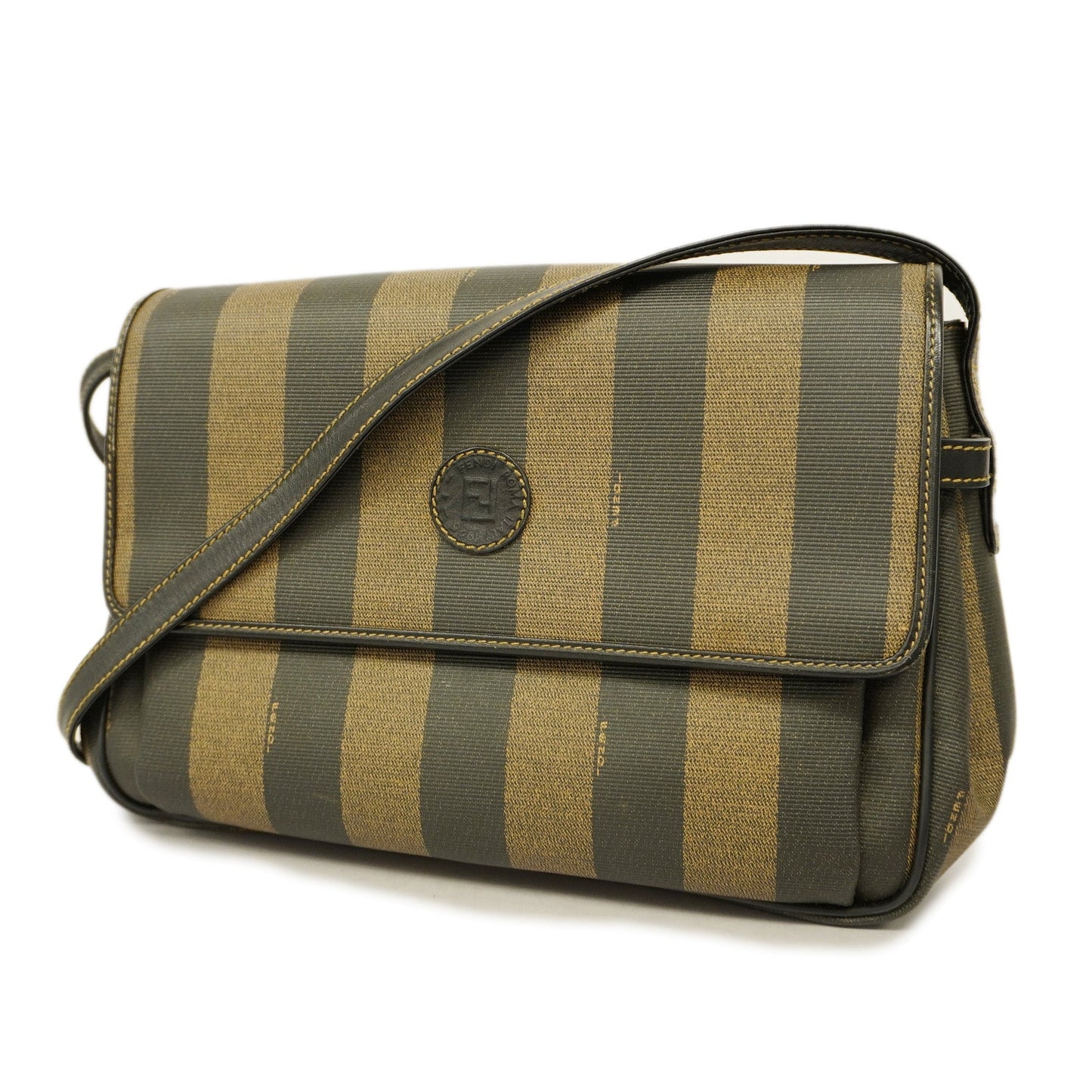 FENDIAuth Pequin Shoulder Bag Women's Leather,PVC Shoulder Bag Black,Brown