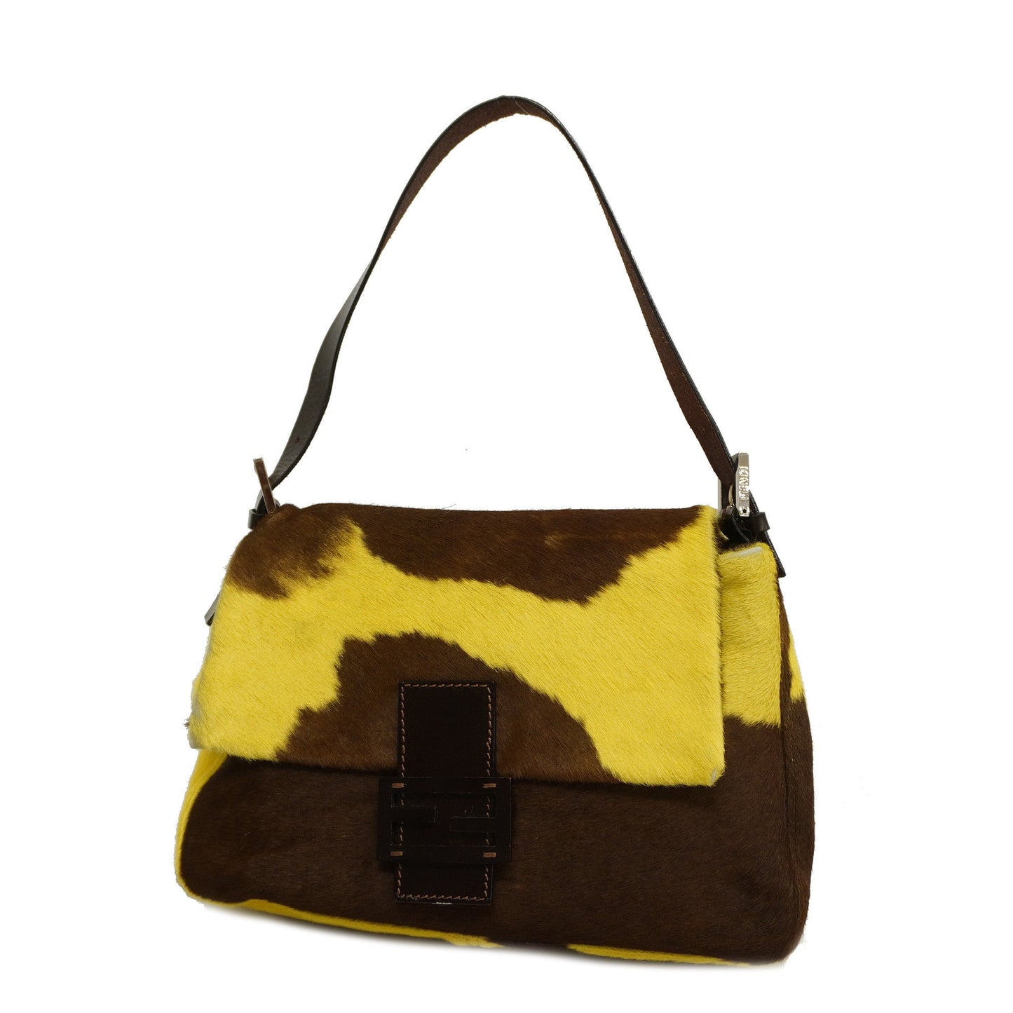 FENDIAuth Mamma Bucket Harako Women's Leather Handbag Brown,Yellow