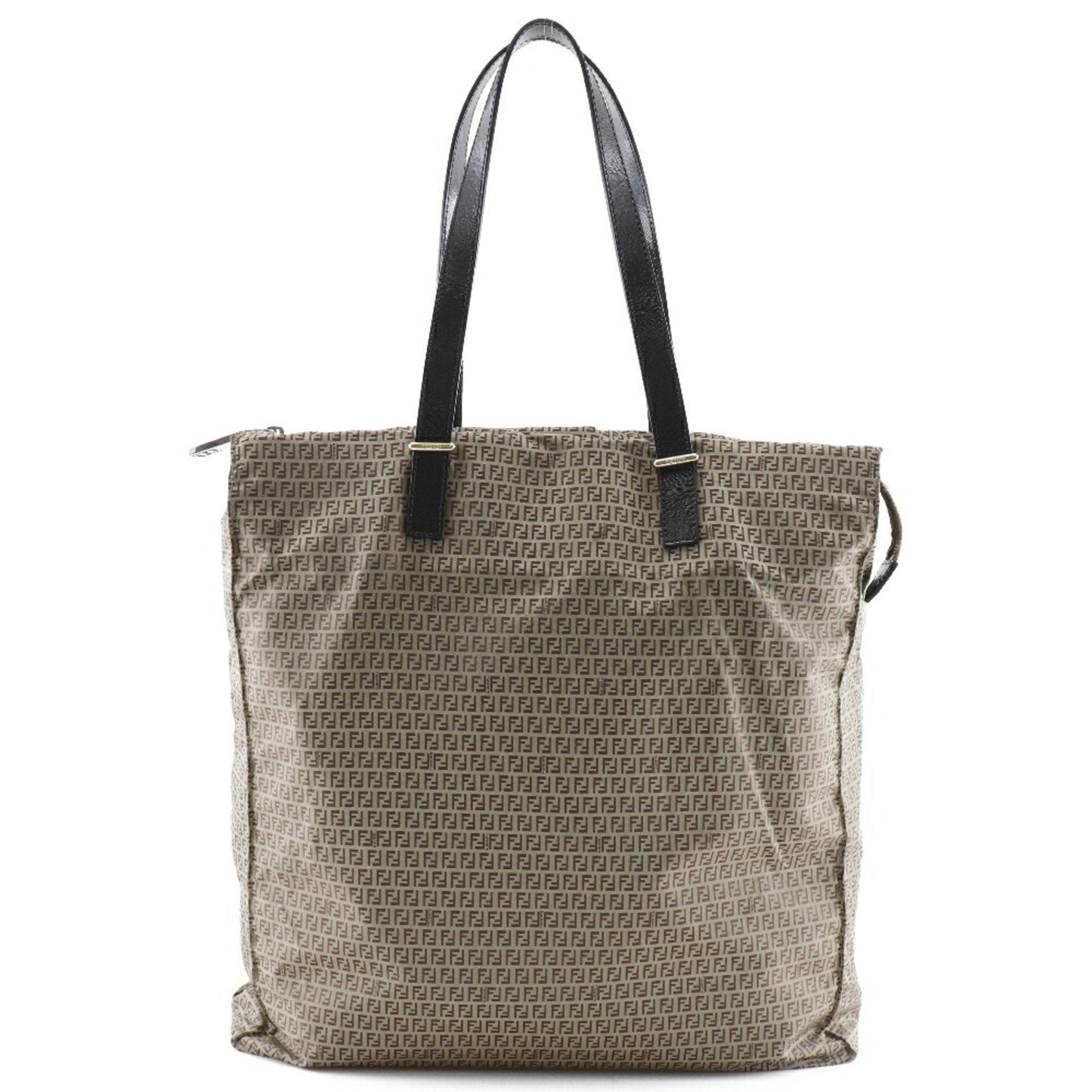 FENDI Micro Zucchini Tote Bag Nylon x Calf Brown Women's