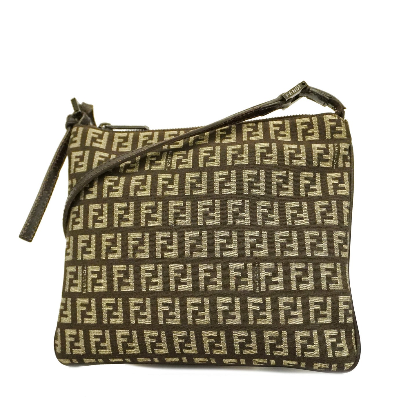 FENDIAuth Zucchino Shoulder Bag Women's Nylon Canvas Brown