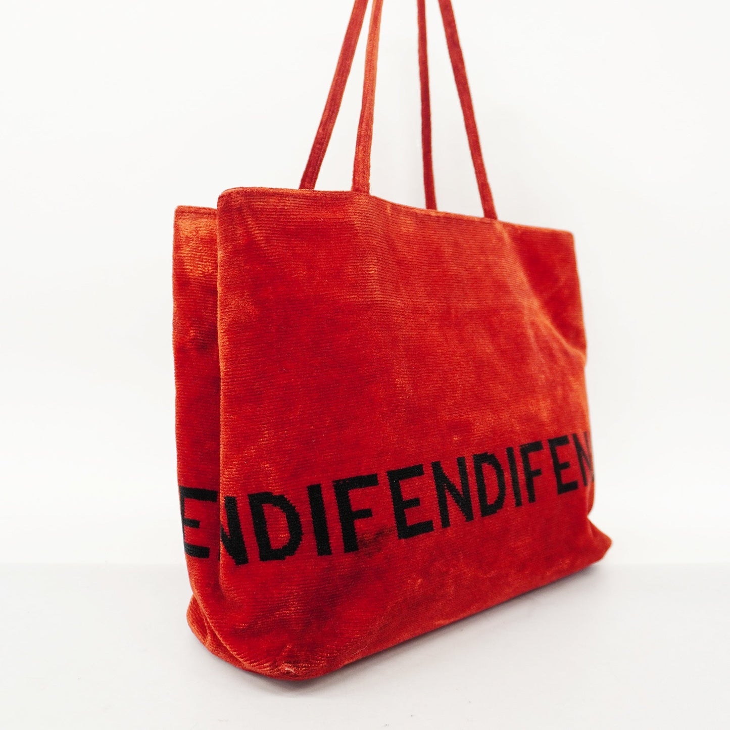FENDIAuth Logo Velor Women's Tote Bag Red Color