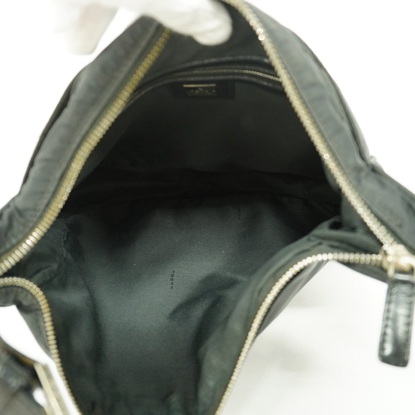 FENDIAuth FF Logo Women's Nylon Shoulder Bag Black