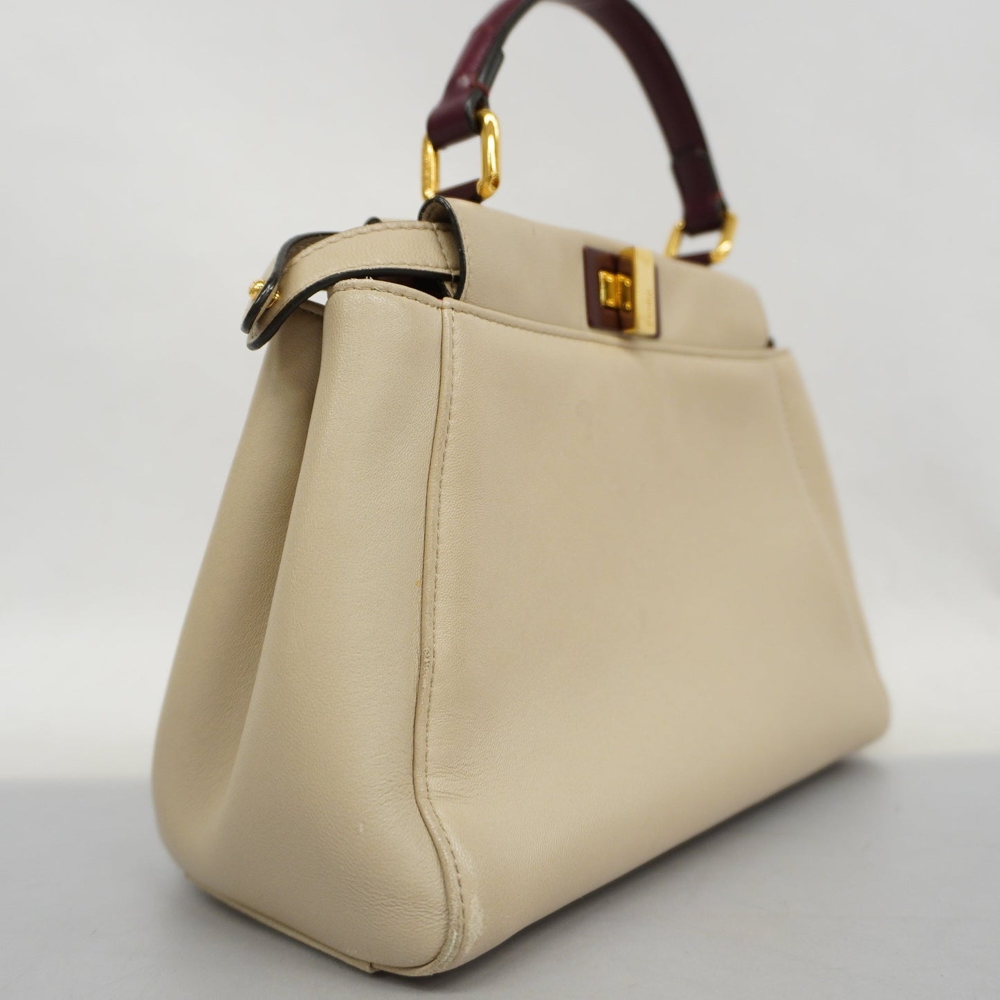 FENDIAuth Peekaboo Mini Peekaboo Women's Leather Handbag Grayish