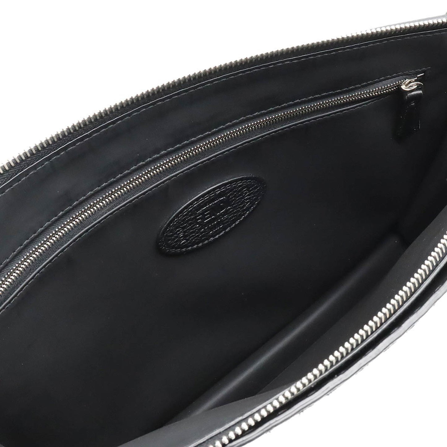 FENDI Selleria Stitch FF Clutch Bag Second Handbag Leather Black 7V99