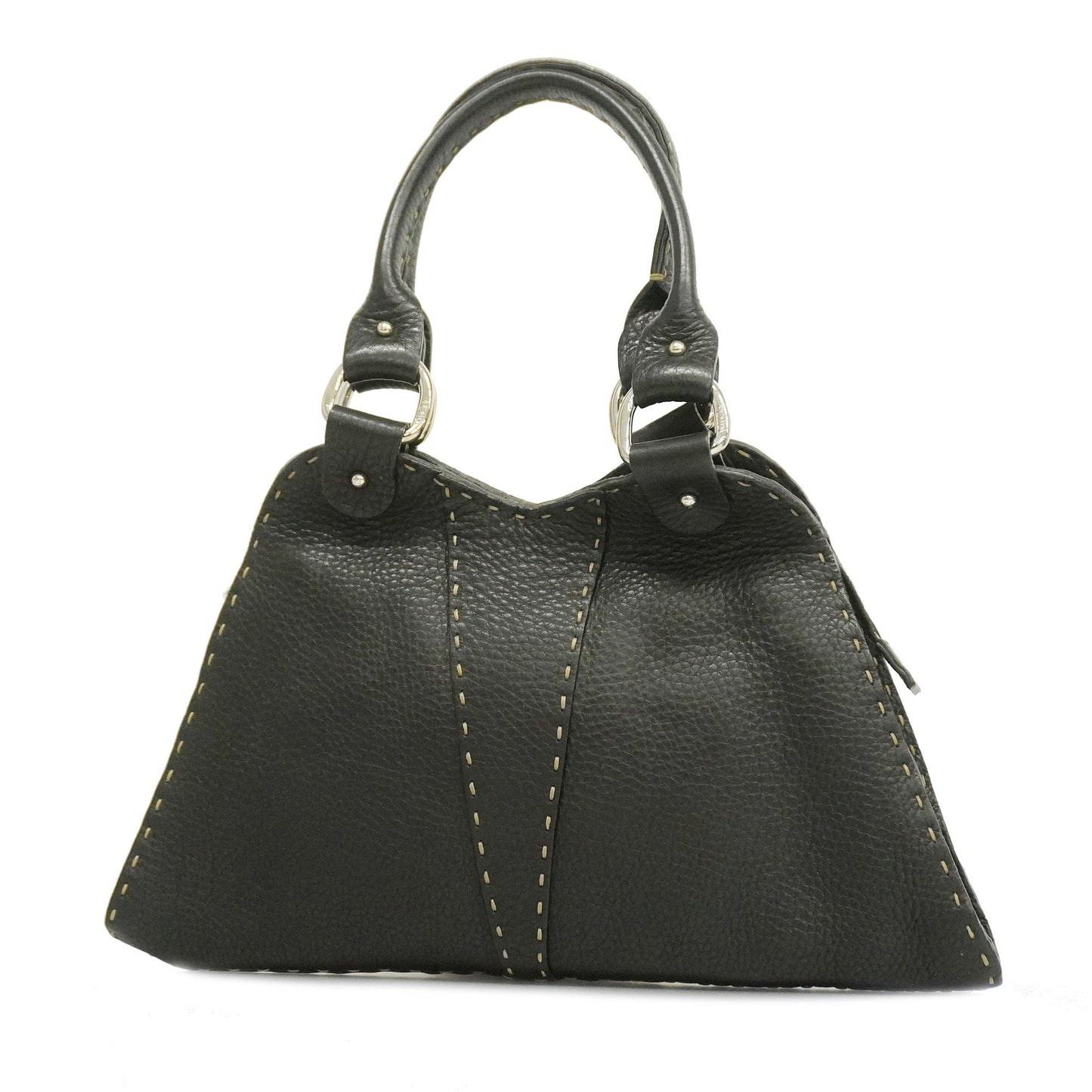 FENDIAuth Selleria Handbag Women's Leather Handbag Black