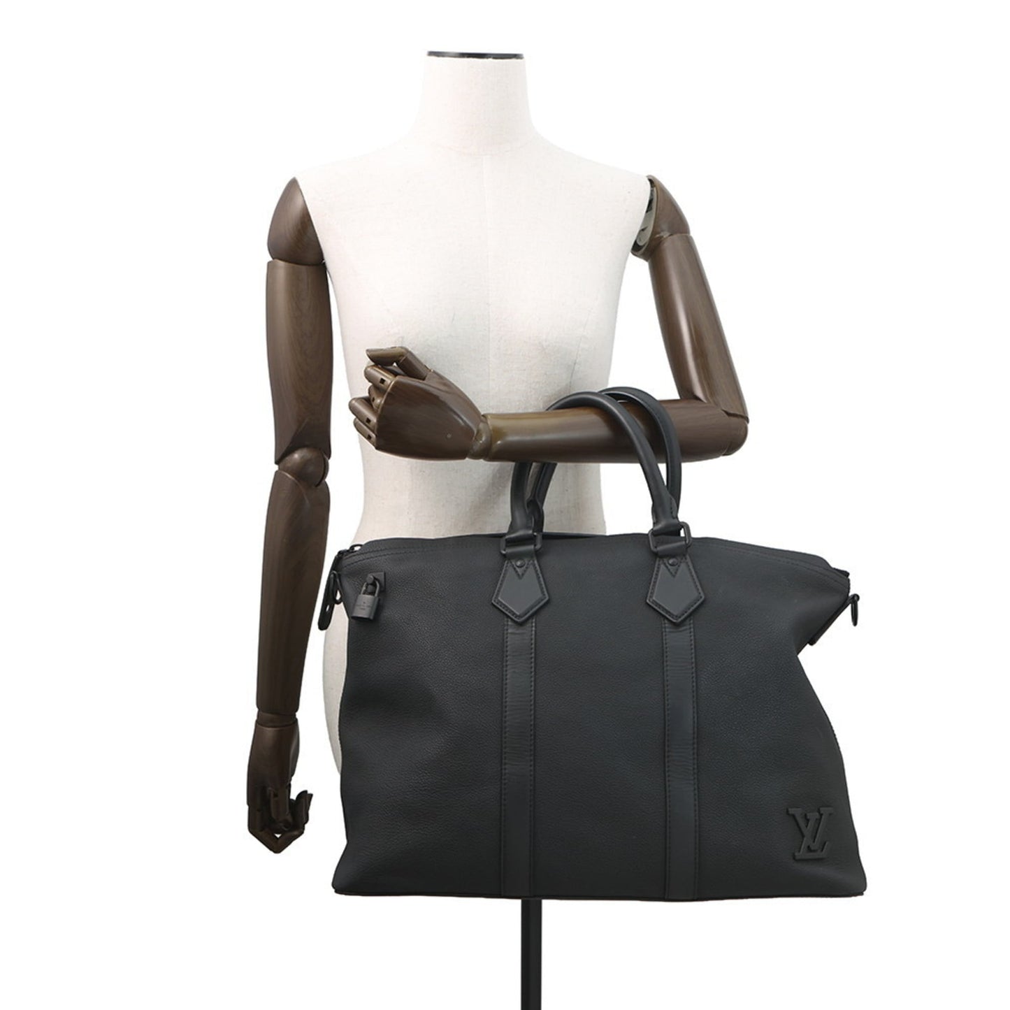 Louis Vuitton Black Noir Leather Shoulder Bag Tote Bag ()