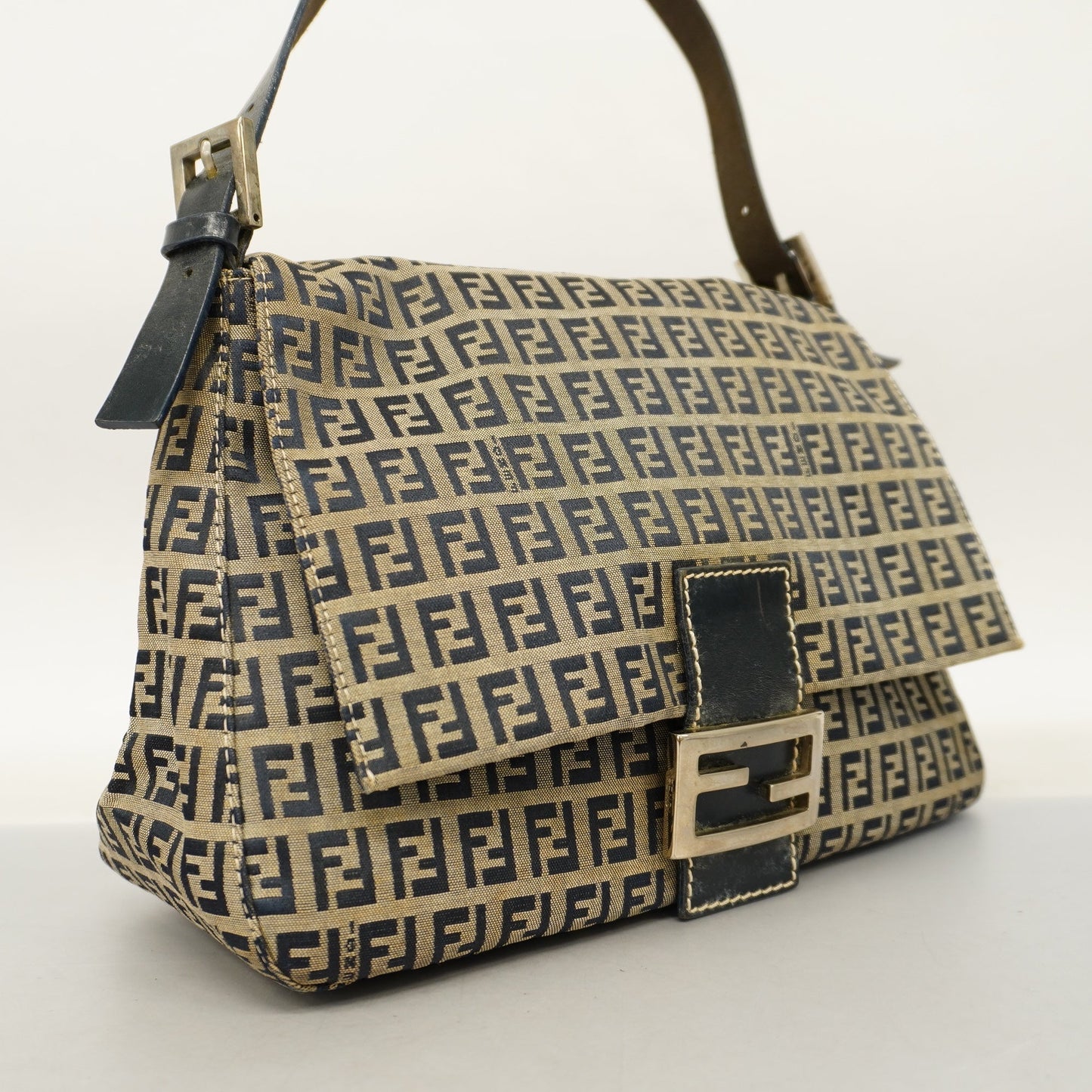 FENDIAuth Zucchino Handbag Women's Nylon Handbag Navy