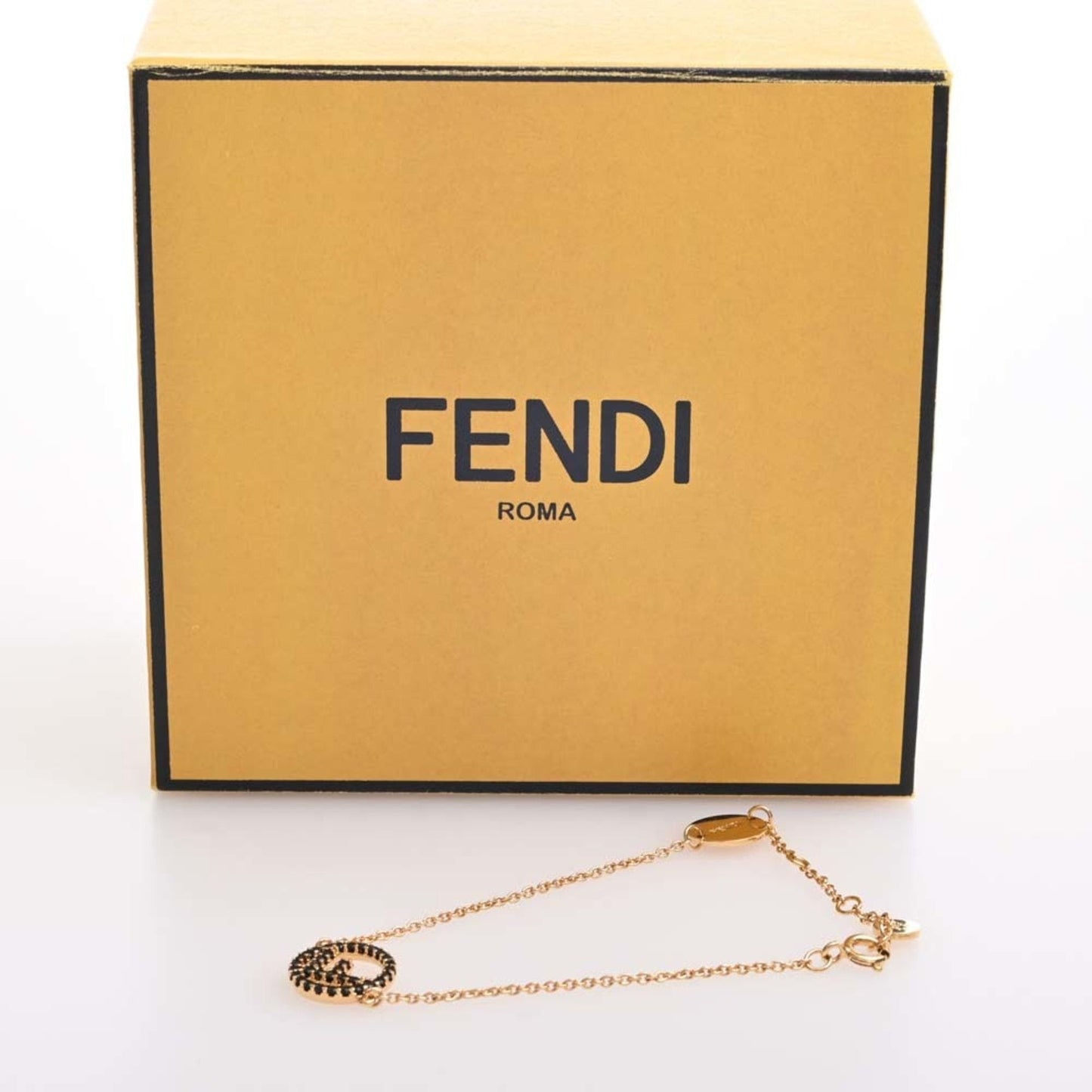 FENDI F is Rhinestone Circle Bracelet 8AG761 Black Ladies