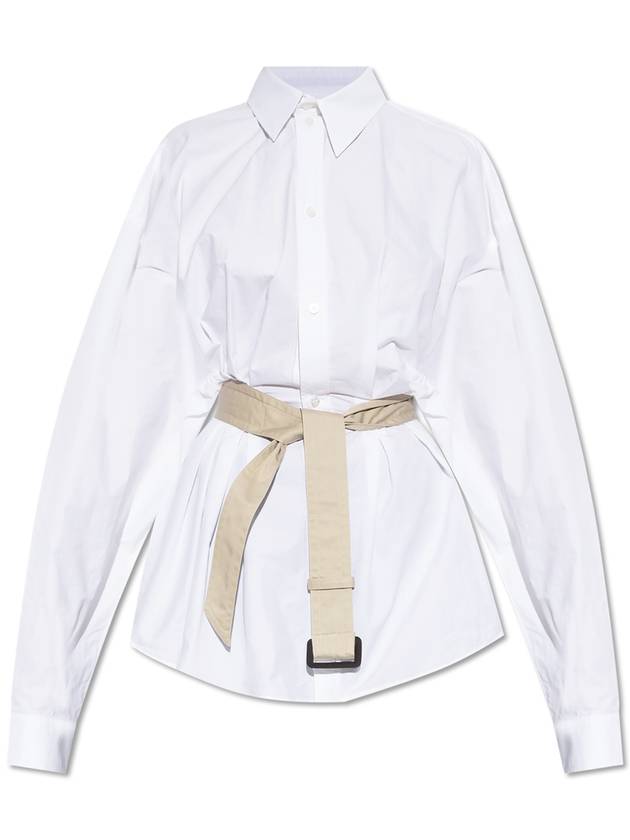 Balenciaga long sleeve belted shirt white