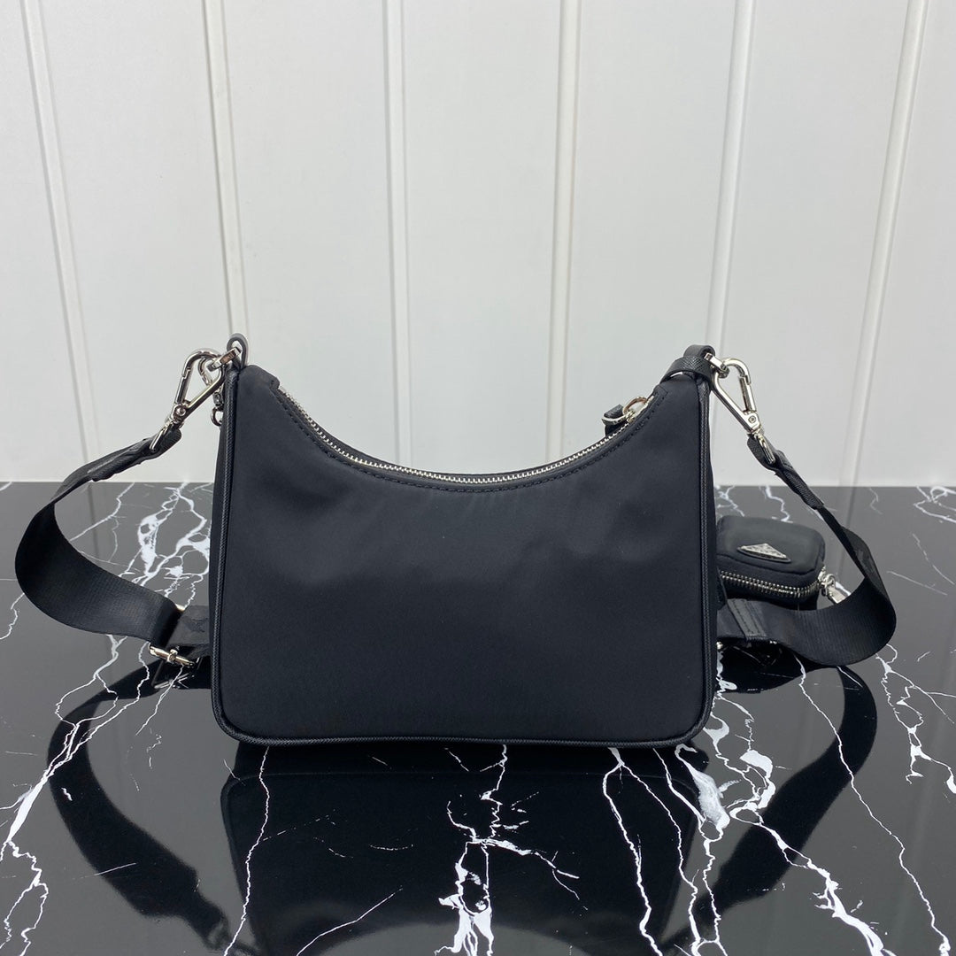 PRADA HOBO 22 BAG IN BLACK RE-NYLON