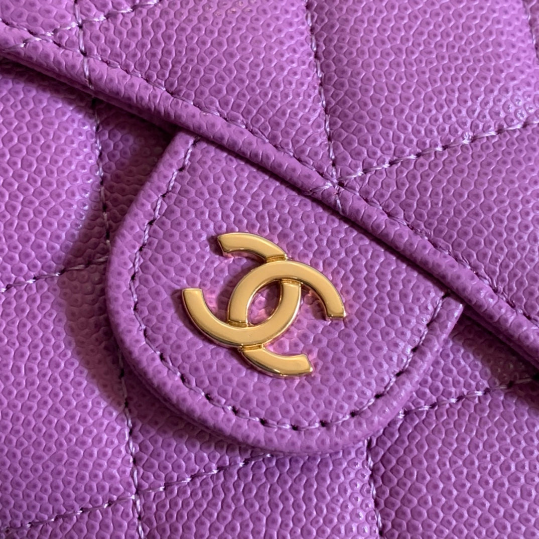 CHANEL FLAP CARD HOLDER 11.5 HOT PINK GRAINED CALFSKIN GOLD ICON