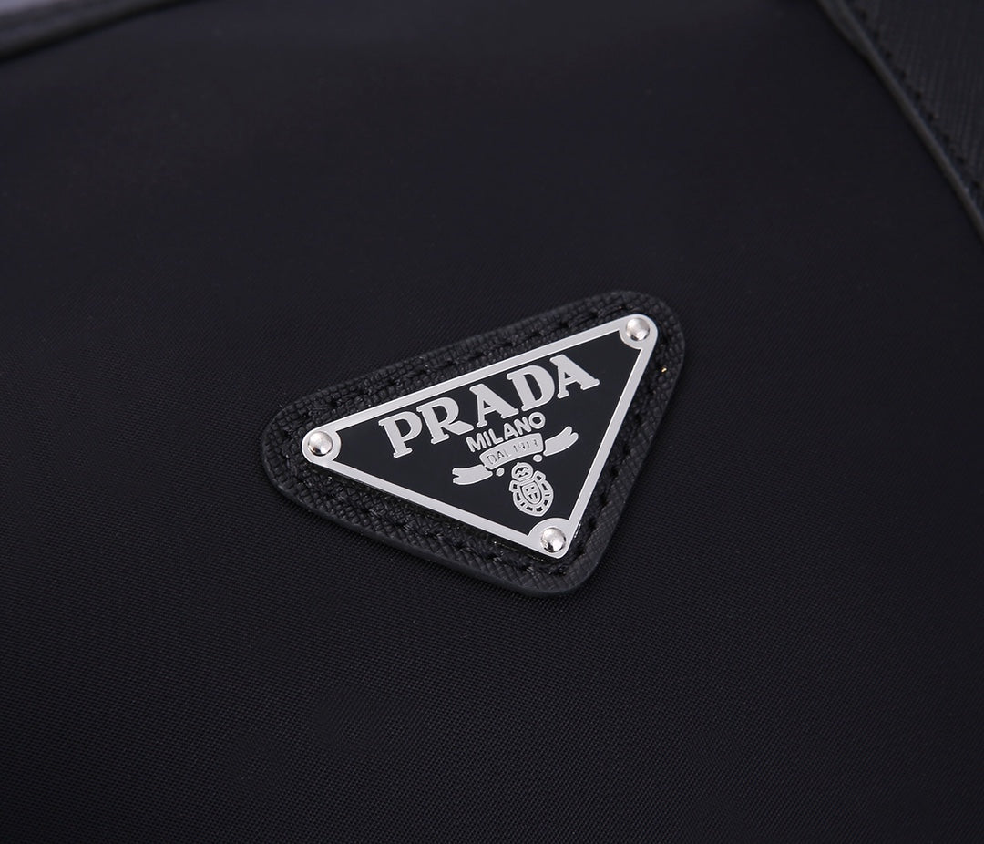 PRADA 55 TRAVEL BAG IN BLACK WATERPROOF FABRIC