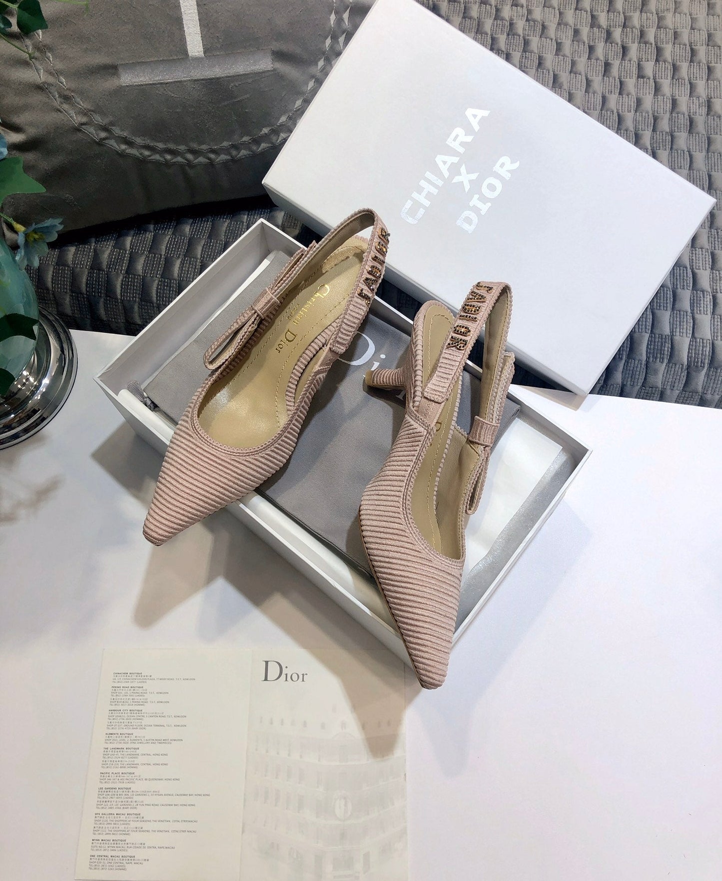 DIOR JA DIOR slingback pumps 65 all rose canelle embroidered cotton