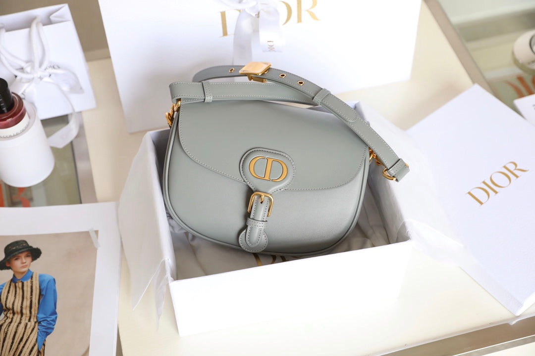 DIOR MEDIUM BOBBY 22CM DARK GREY CALFSKIN GOLD HARDWARE