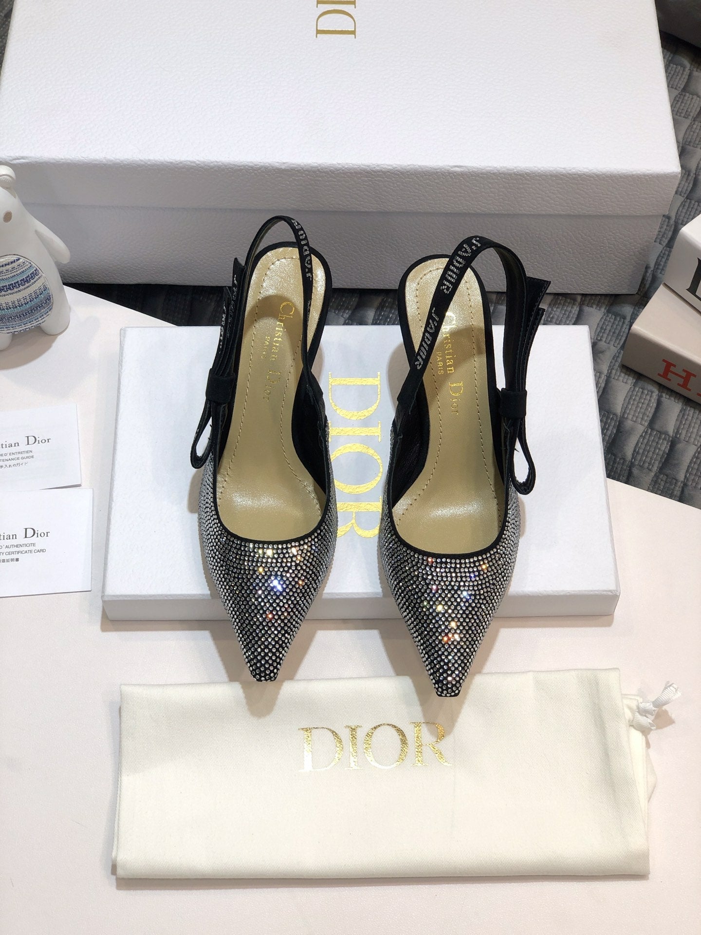 DIOR JA DIOR slingback pump 65 black full diamond crystal and seude