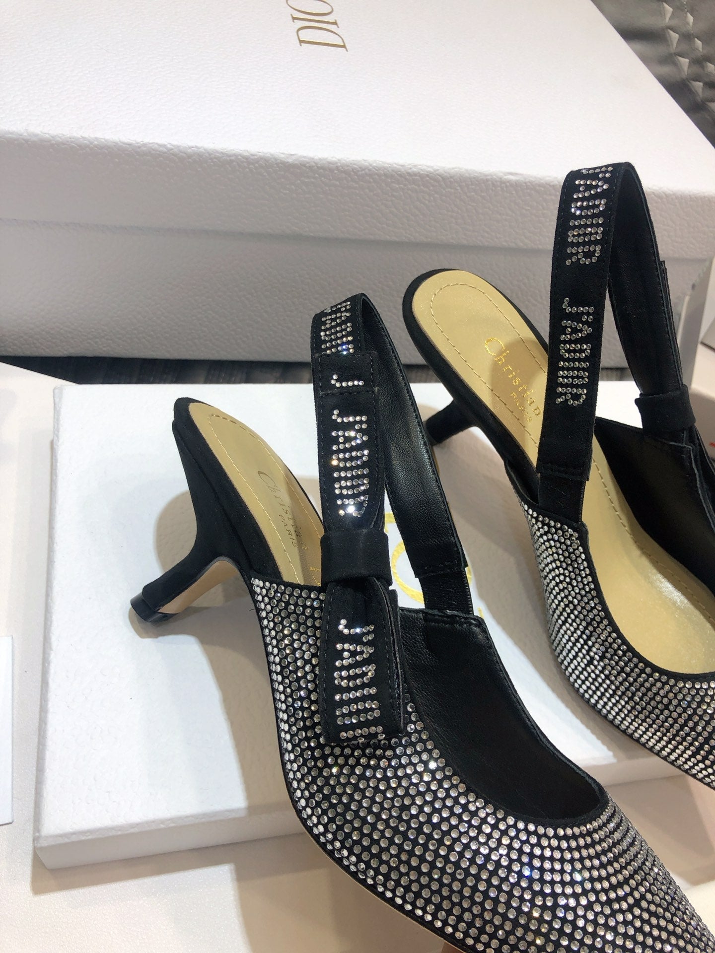DIOR JA DIOR slingback pump 65 black full diamond crystal and seude