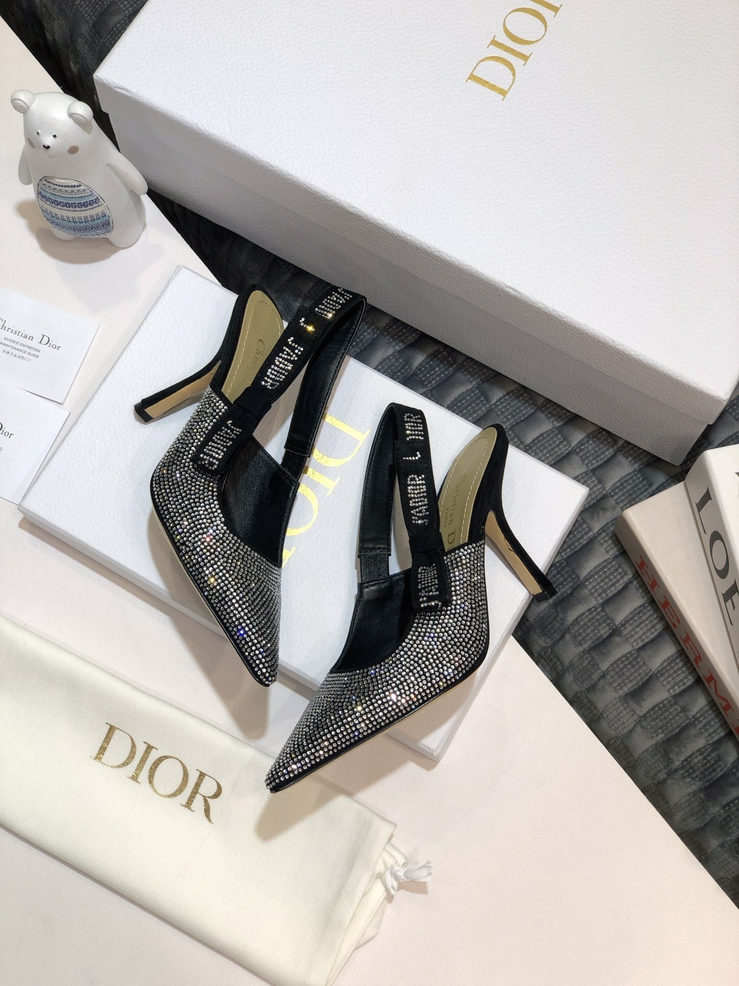 DIOR JA DIOR slingback pump 95 black full diamond crystal and seude
