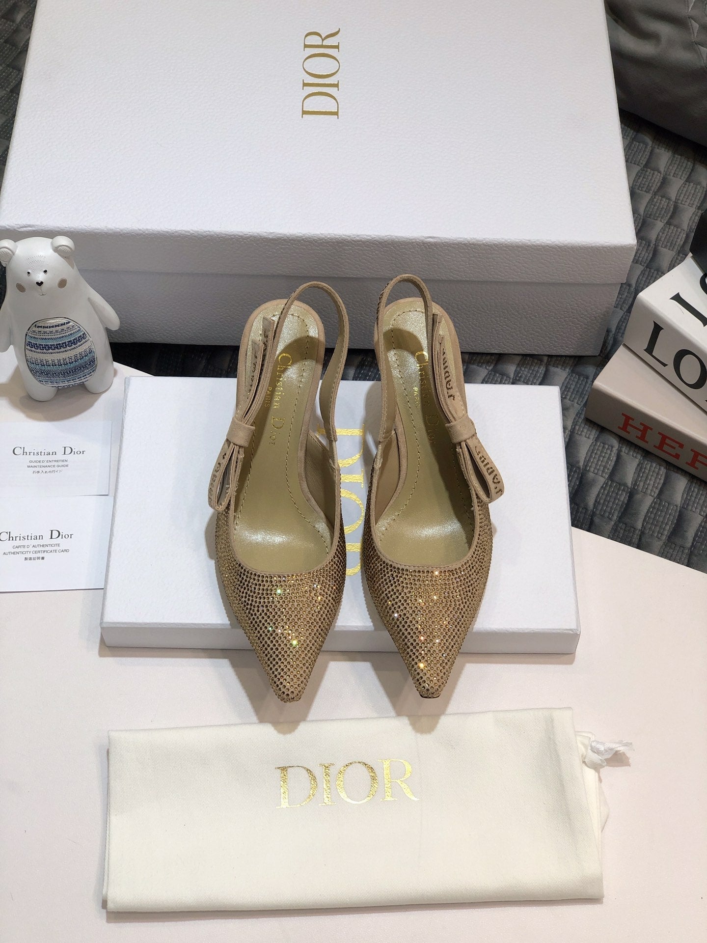 DIOR JA DIOR slingback pump 65 beige full diamond crystal and seude