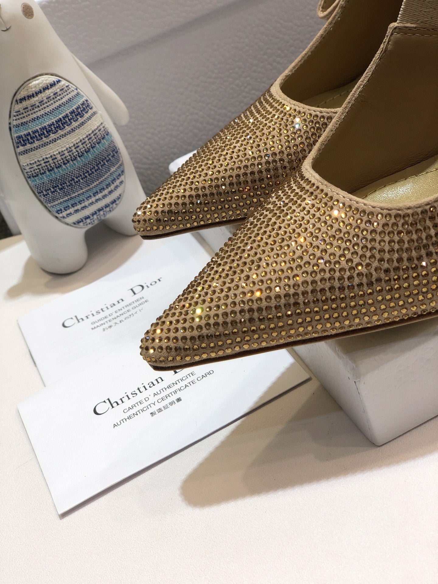 DIOR JA DIOR slingback pump 95 beige full diamond crystal and seude
