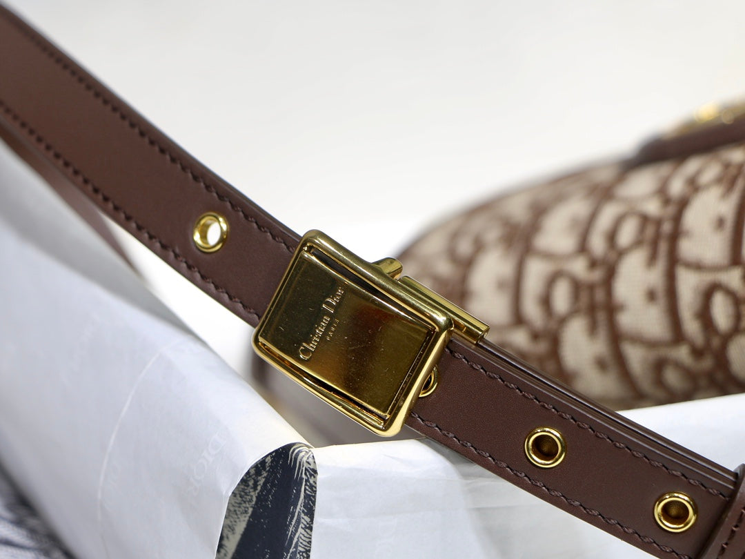 DIOR MEDIUM BOBBY 22CM CHOCOLATE OBLIQUE CANVAS GOLD HARDWARE