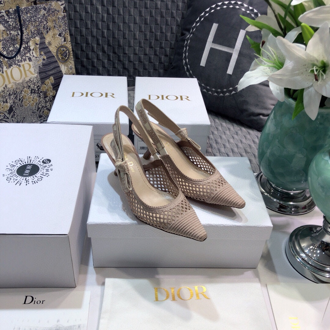 DIOR JA DIOR slingback pumps 65 transparent mesh rose canelle embroidered cotton