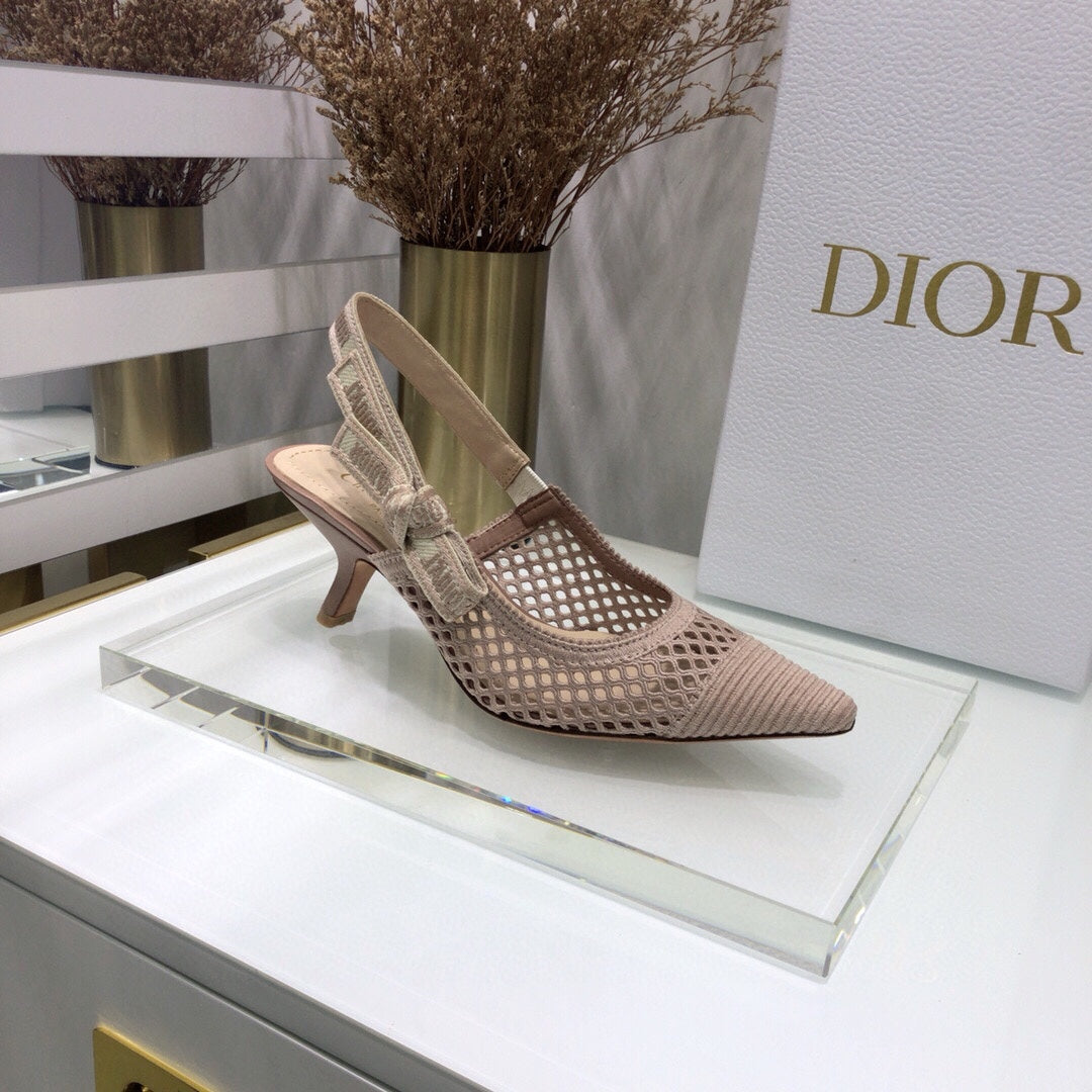 DIOR JA DIOR slingback pumps 65 transparent mesh rose canelle embroidered cotton