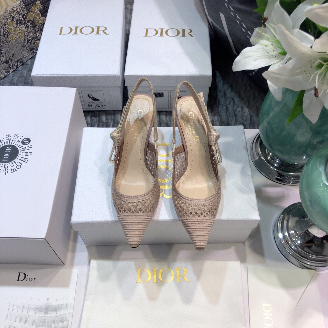 DIOR JA DIOR slingback pumps 65 transparent mesh rose canelle embroidered cotton