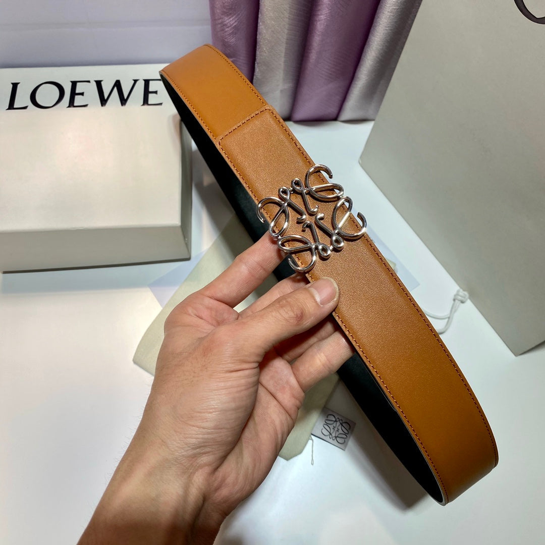Celine Anagram belt 40mm reversible black brown silver buckle
