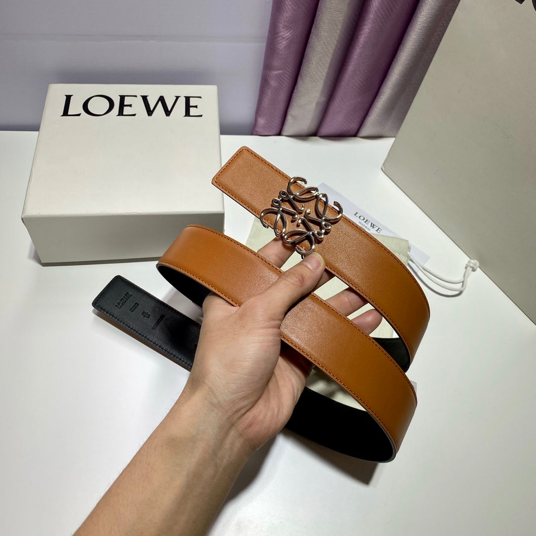 Celine Anagram belt 40mm reversible black brown silver buckle