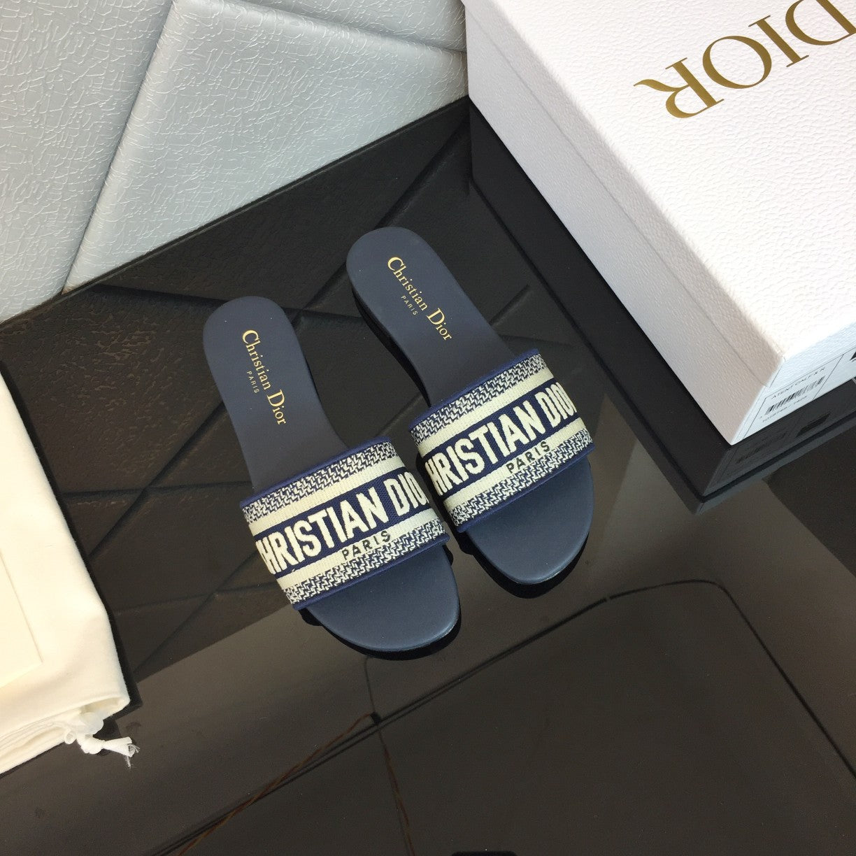 DIOR Mule Dway Slide 10mm Multi-motifs Style 51