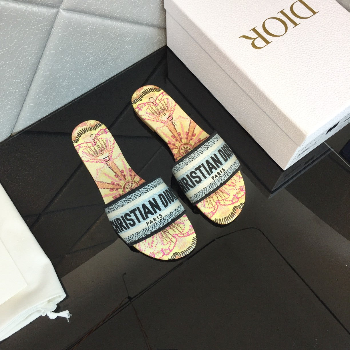 DIOR Mule Dway Slide 10mm Multi-motifs Style 50