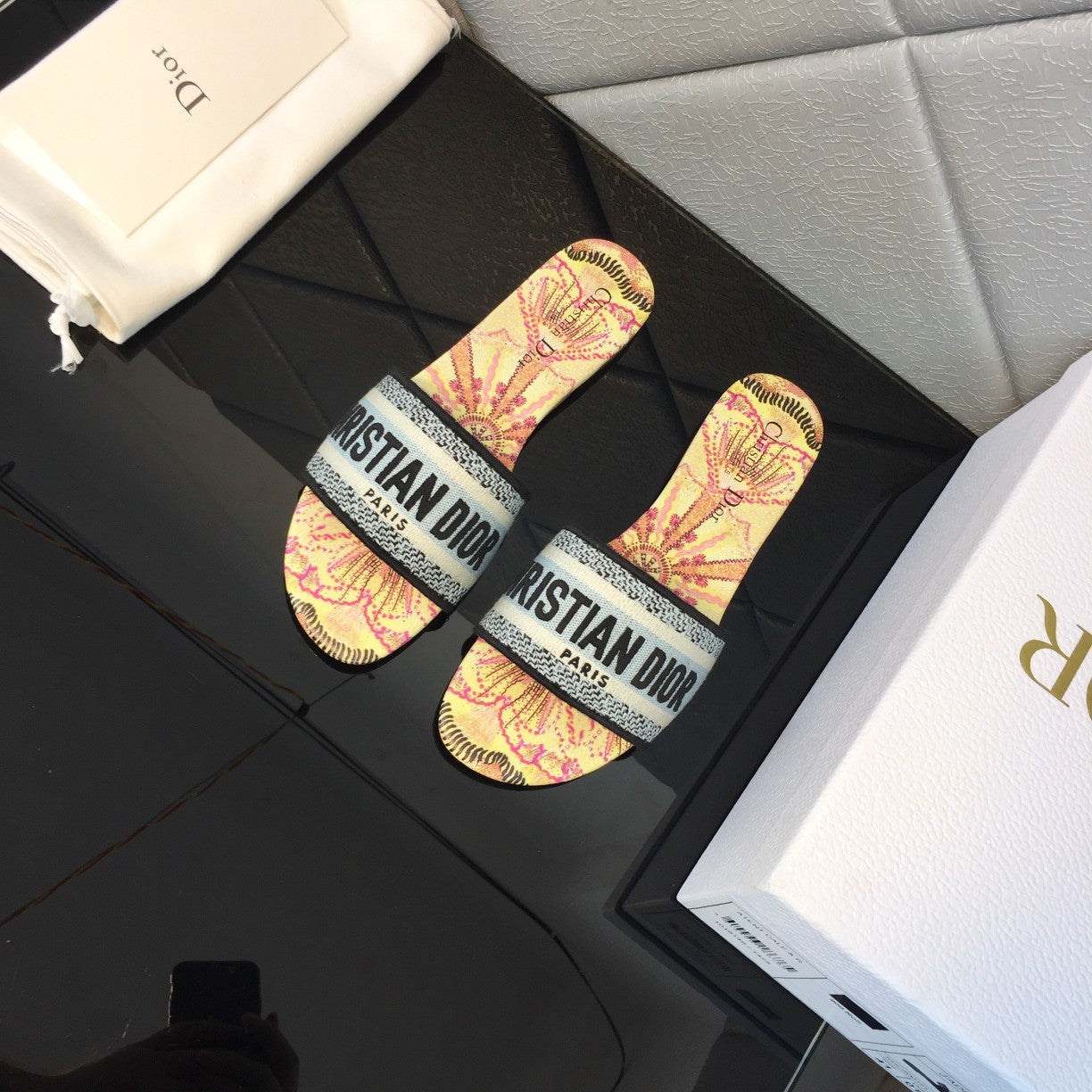 DIOR Mule Dway Slide 10mm Multi-motifs Style 50