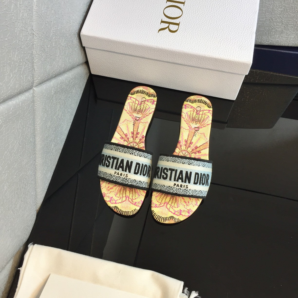 DIOR Mule Dway Slide 10mm Multi-motifs Style 50