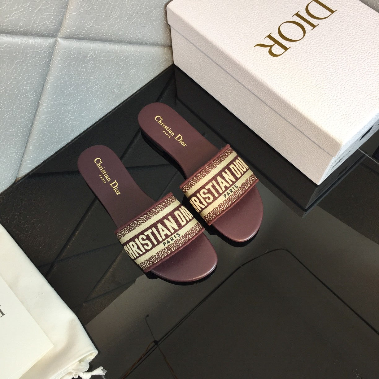 DIOR Mule Dway Slide 10mm Multi-motifs Style 49