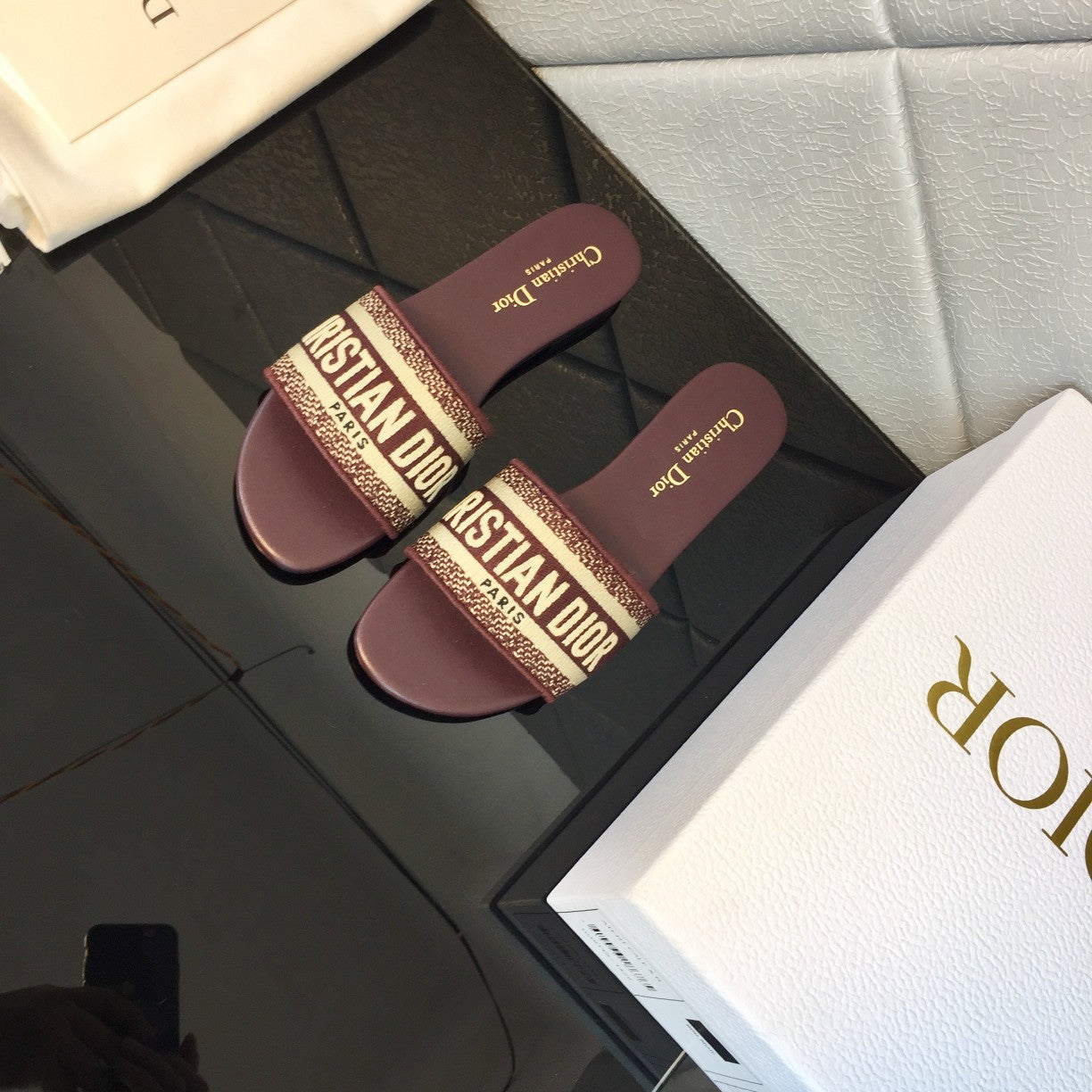DIOR Mule Dway Slide 10mm Multi-motifs Style 49