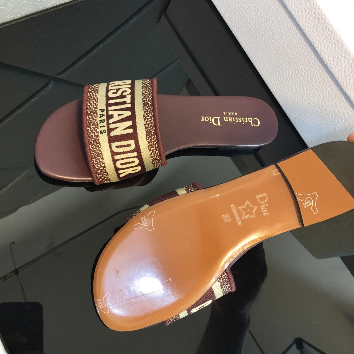 DIOR Mule Dway Slide 10mm Multi-motifs Style 49