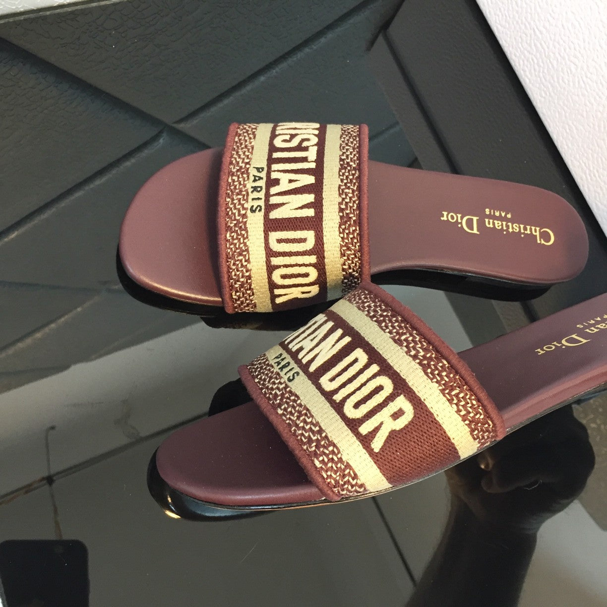 DIOR Mule Dway Slide 10mm Multi-motifs Style 49
