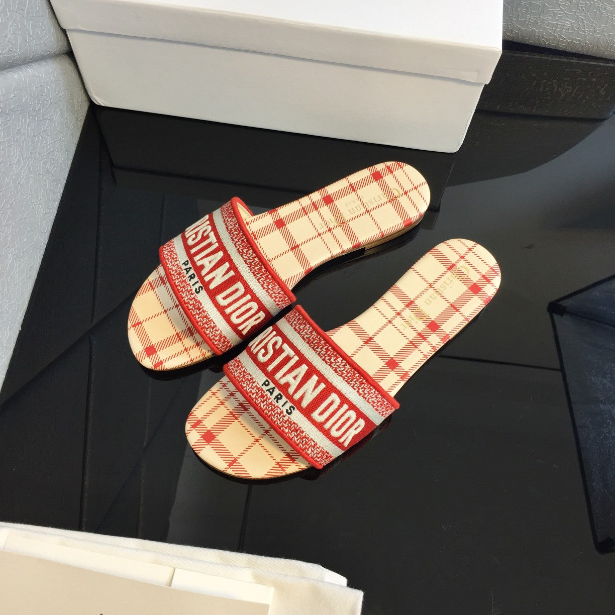 DIOR Mule Dway Slide 10mm Multi-motifs Style 48