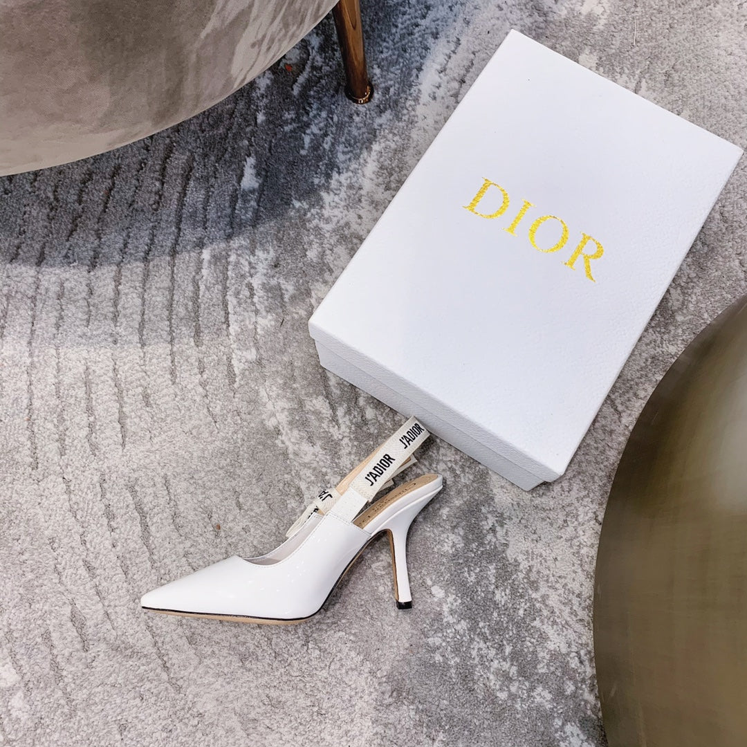DIOR slingback pumps 95 white patent calfskin